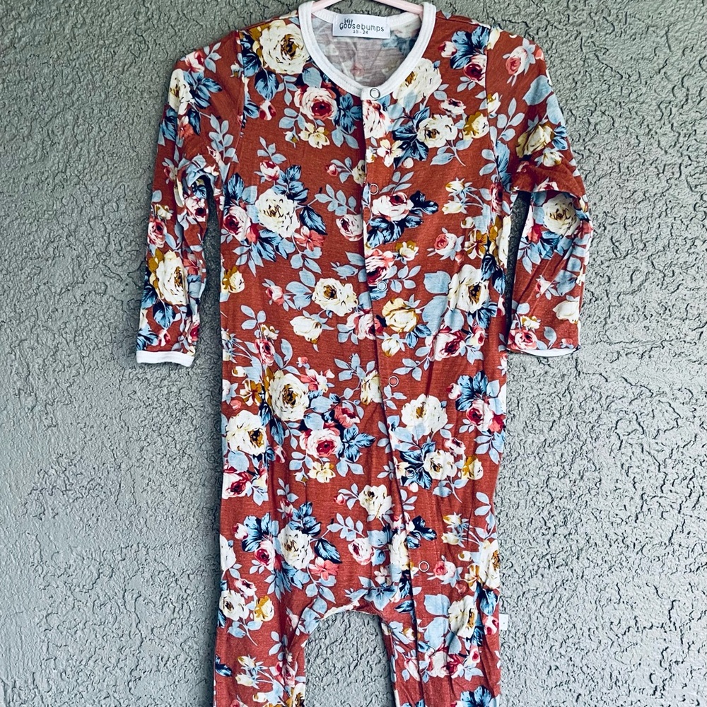 GUC 18-24m baby Goosebumps Floral Rust One Piece Snap